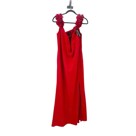 Xscape Off-the-Shoulder Scuba Crepe Gown Dress Sleeveless Red Plus Size 18W NWT - Picture 2 of 12